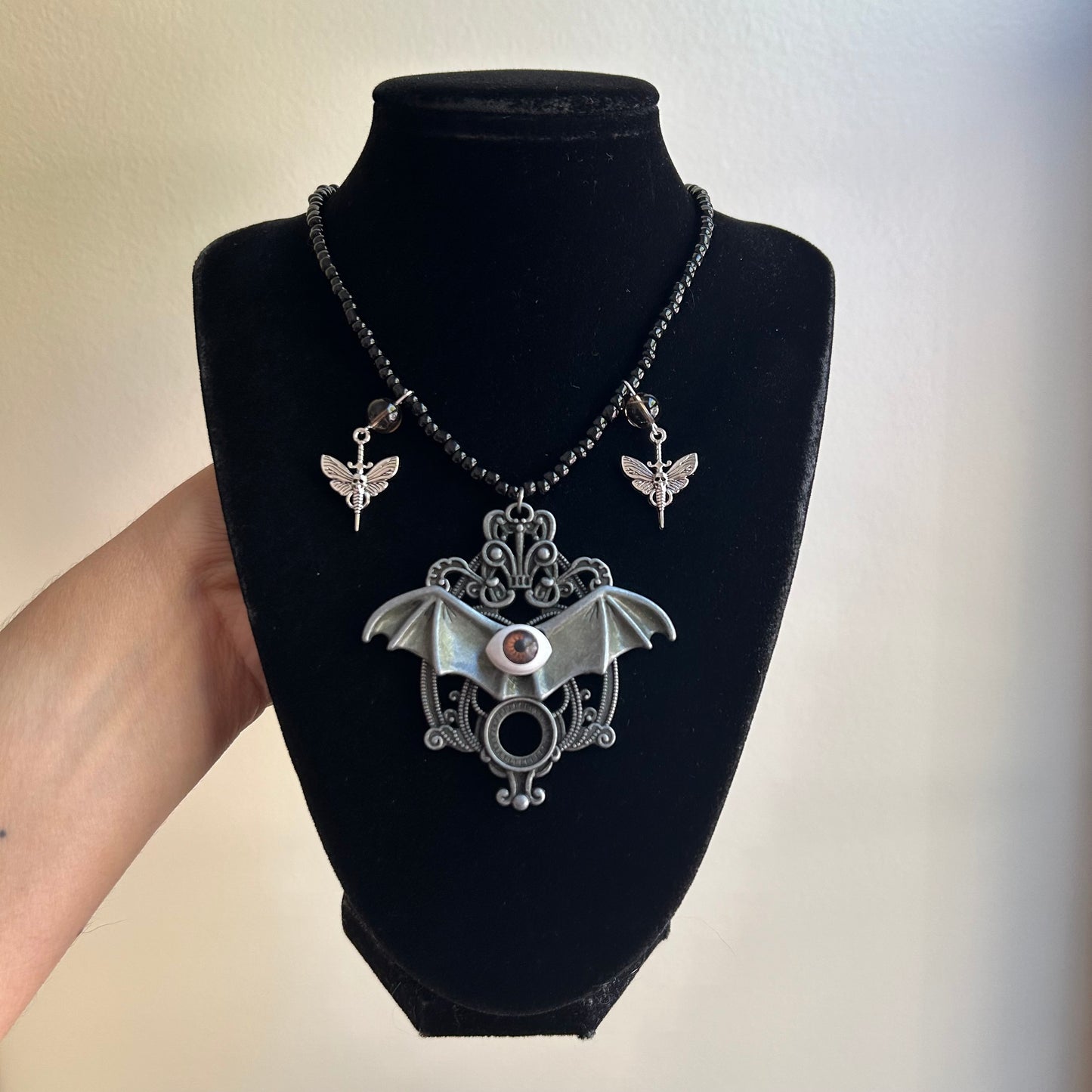 Creepy Bat Eye Beaded Necklace