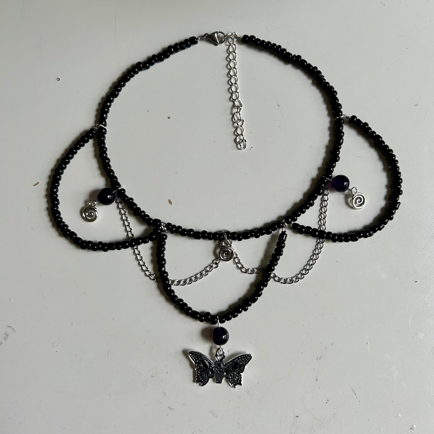 Coffin Butterfly Beaded Choker