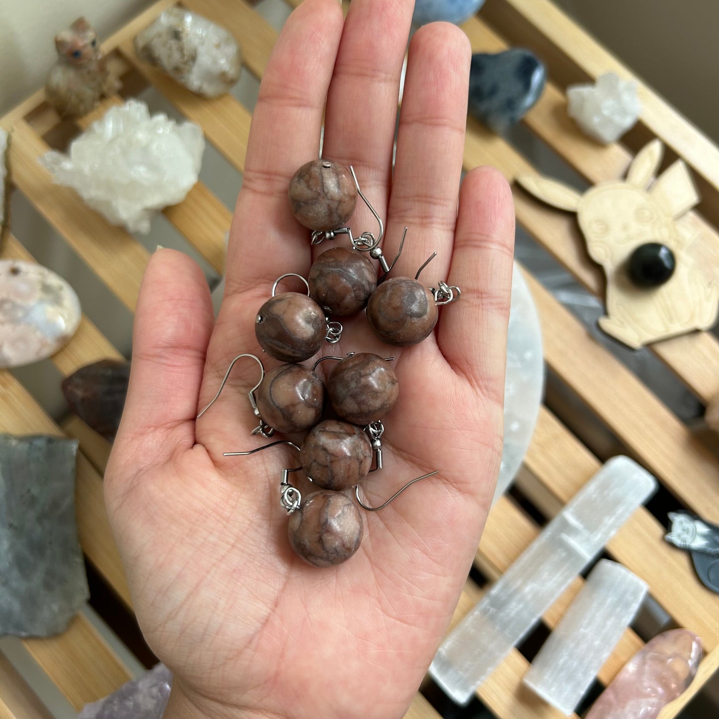 Round Agate Earrings