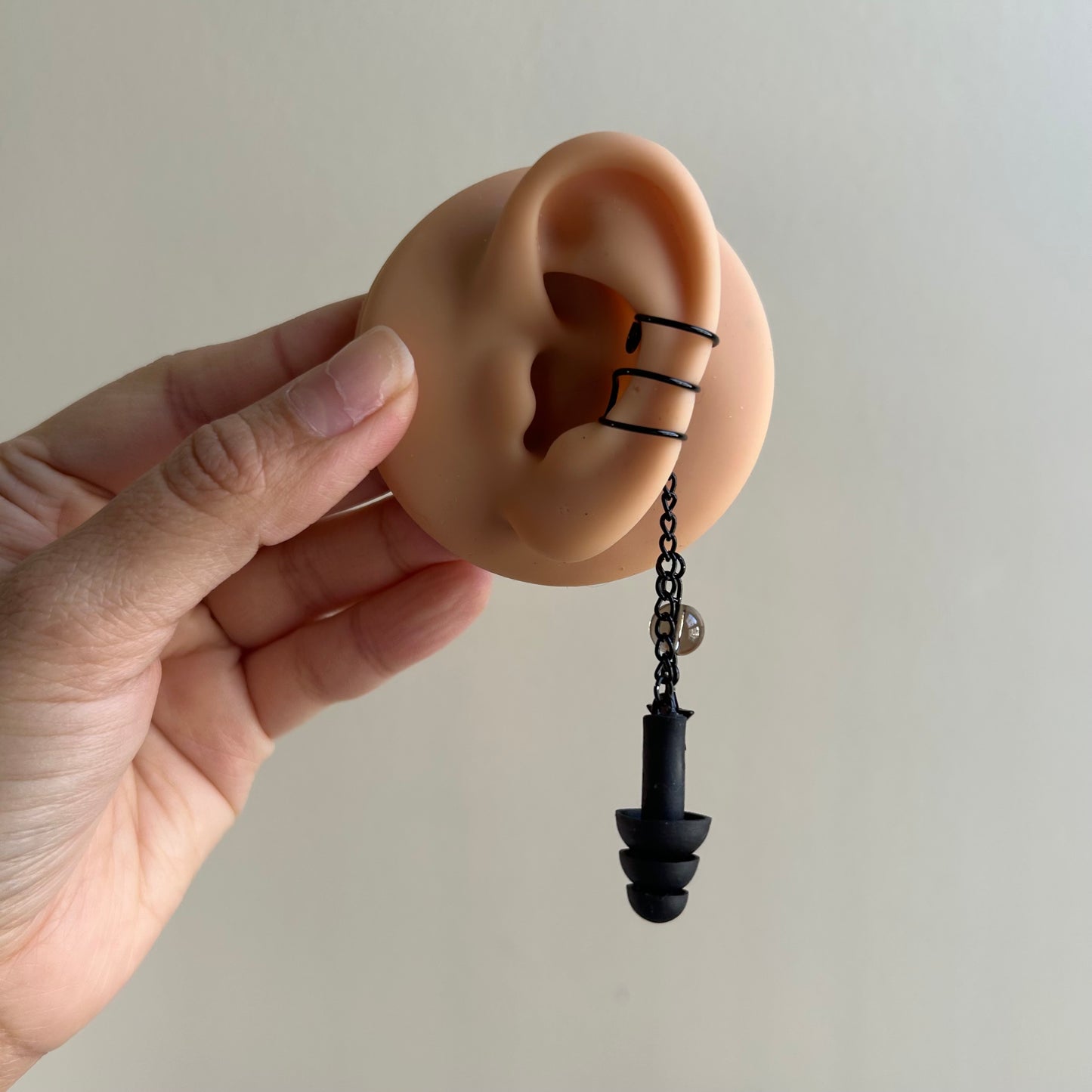 Black Smokey Quartz Earplug Ear Cuffs