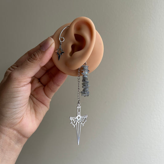 Silver Sword Ear Cuffs