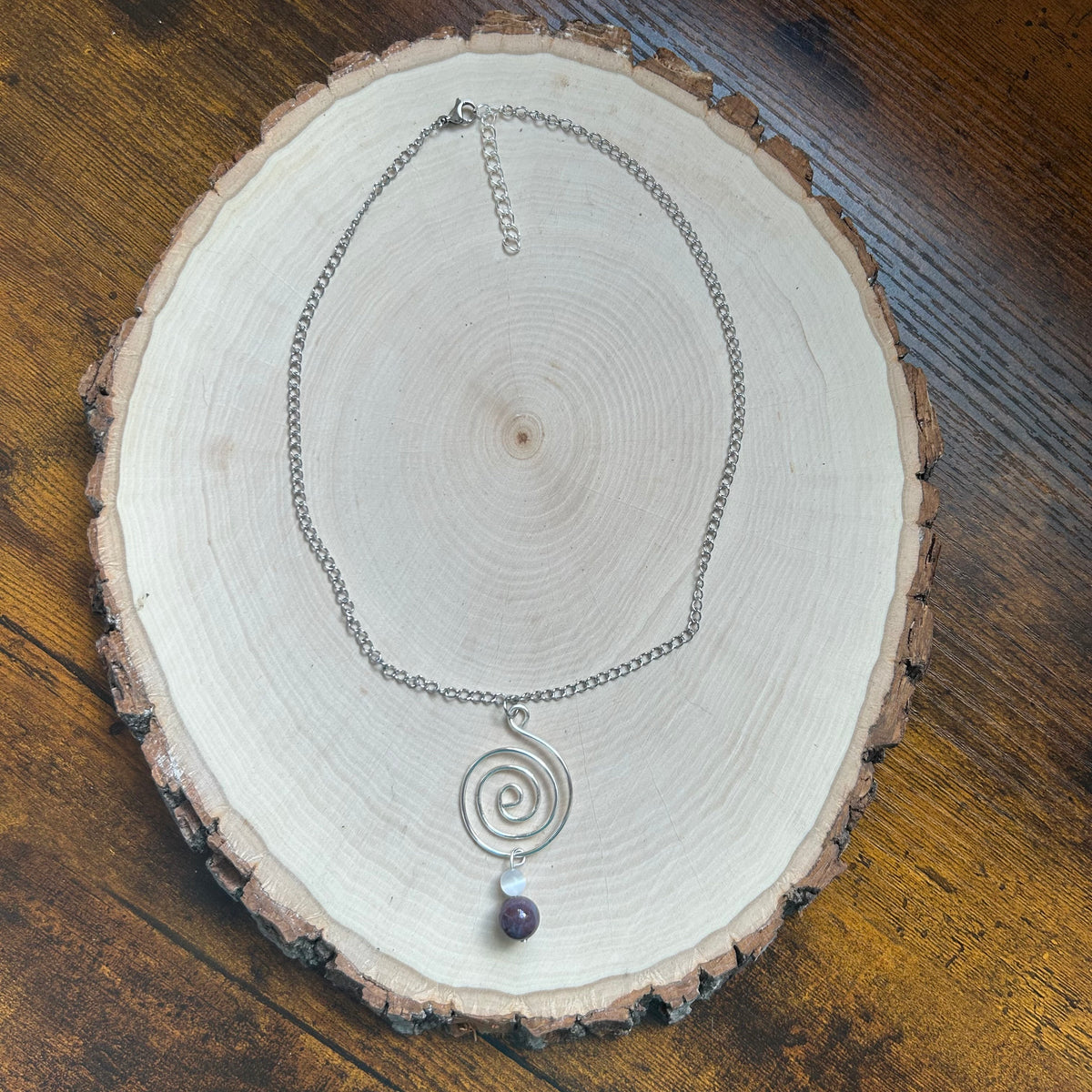 Jasper Selenite Spiral Chain Necklace