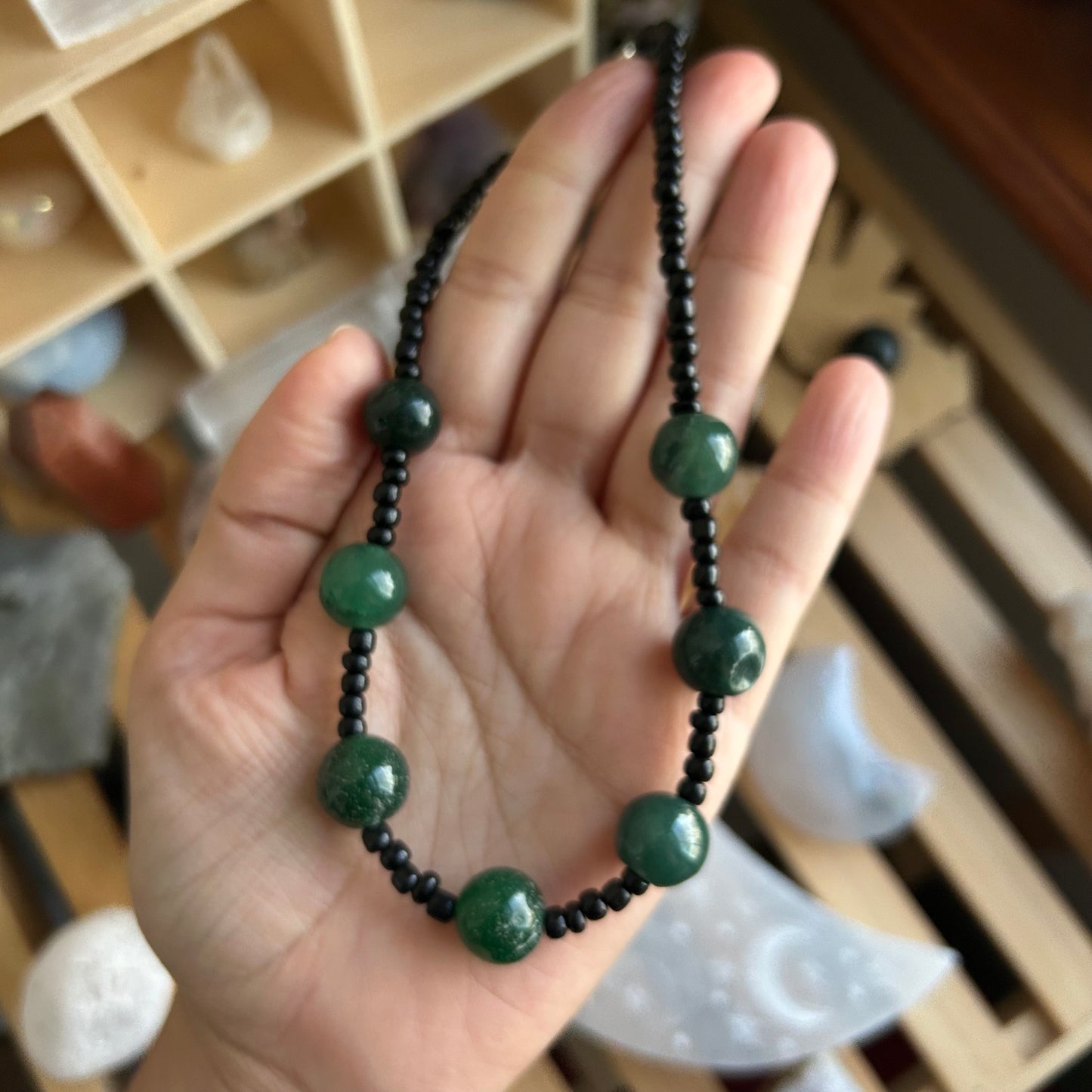 Moss Agate Beaded Necklace