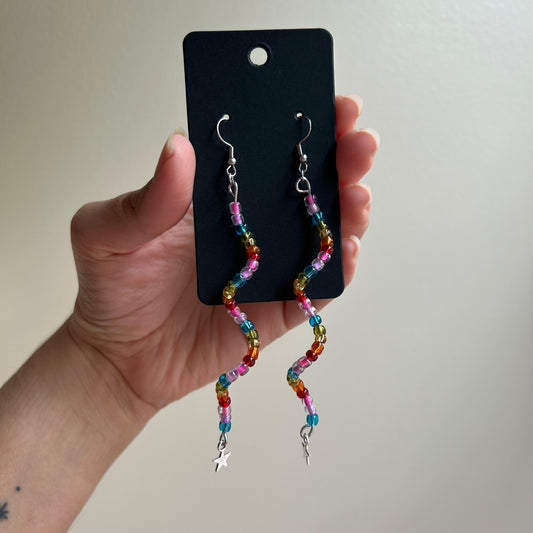 Rainbow Curly Beaded Earrings