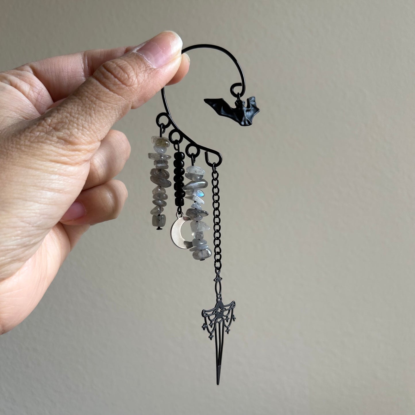 Midnight Labradorite Bat Ear Cuffs