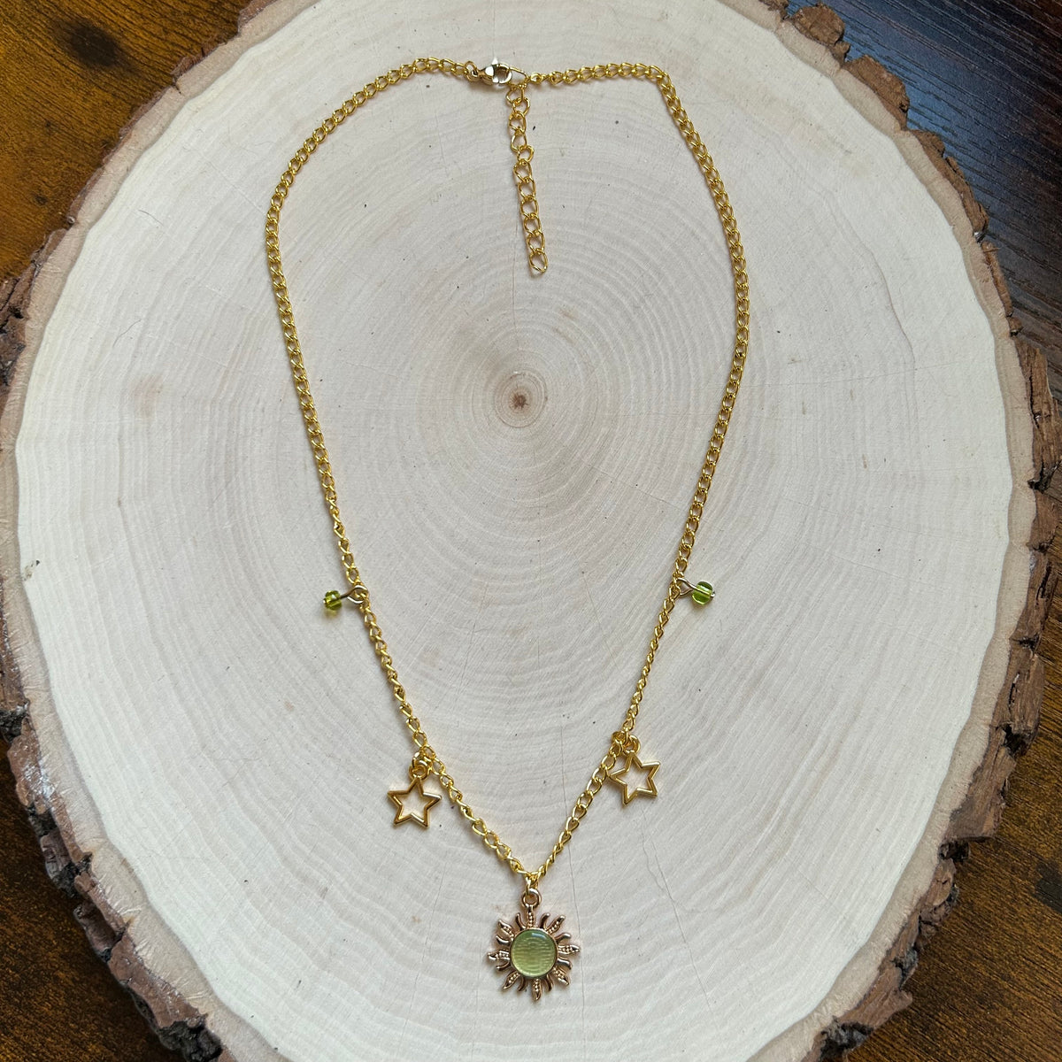 Green Sunburst Necklace