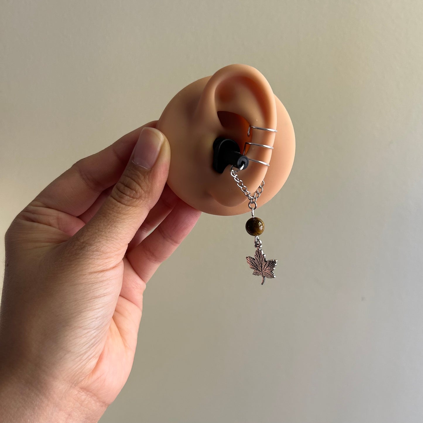Tigers Eye Leaf Earplug Ear Cuffs