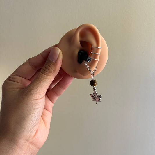 Tigers Eye Leaf Earplug Ear Cuffs