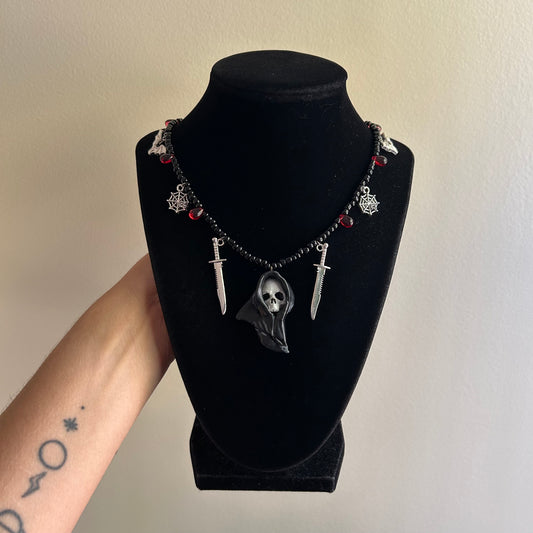 Bloody Grim Reaper Beaded Necklace