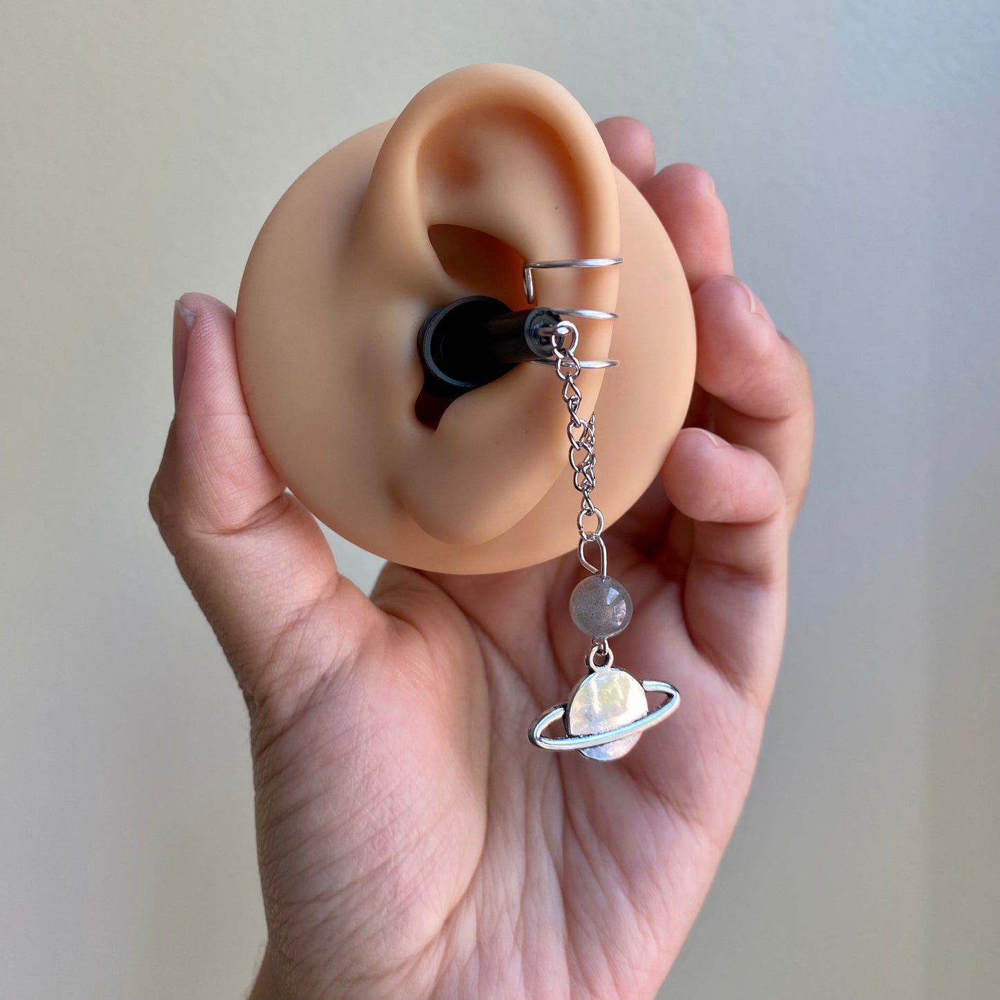 Labradorite Saturn Ear Plug Ear Cuffs