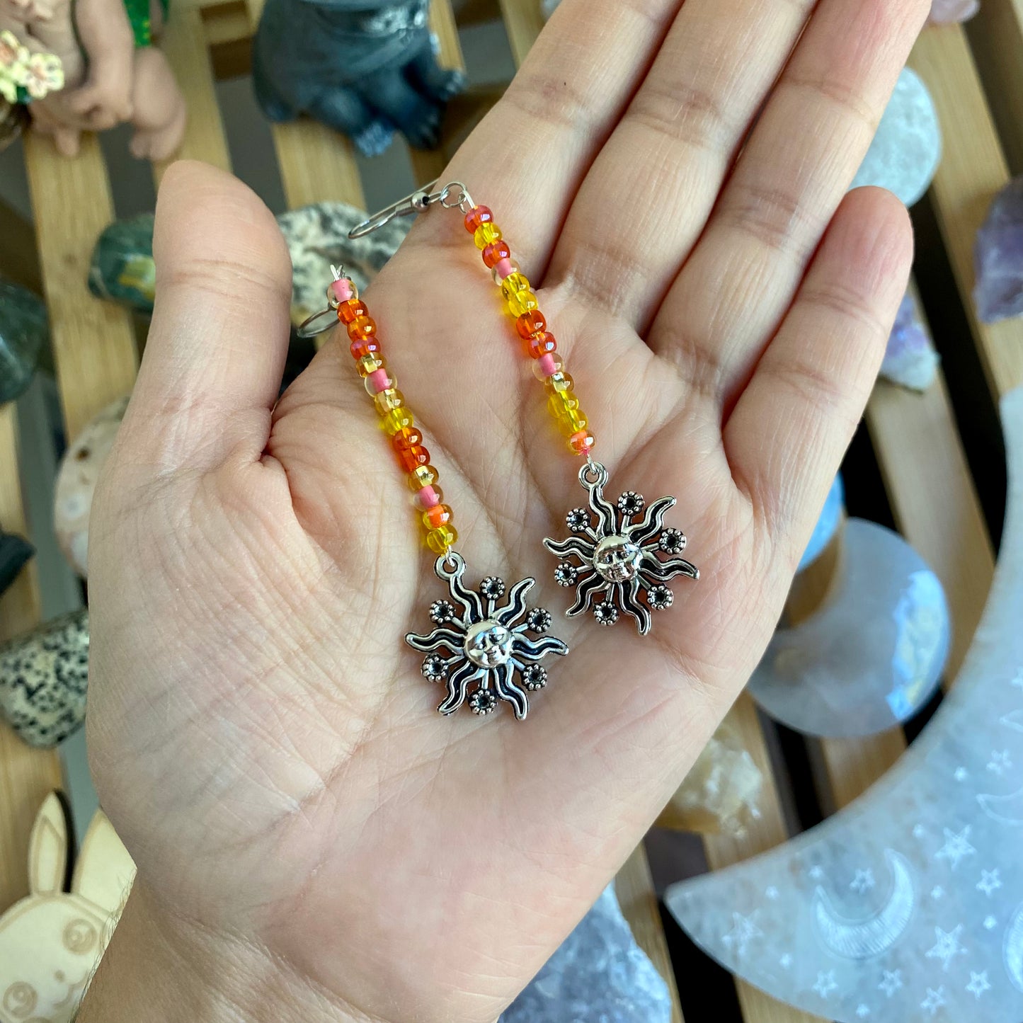 Colorful Sun Beaded Earrings