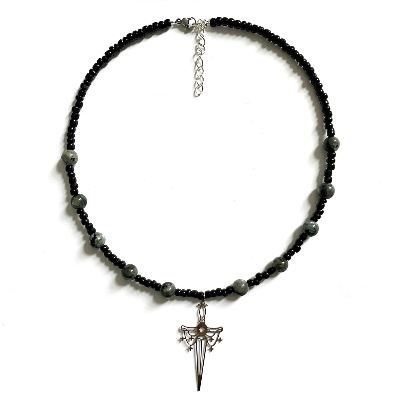 Labradorite Sword Beaded Necklace