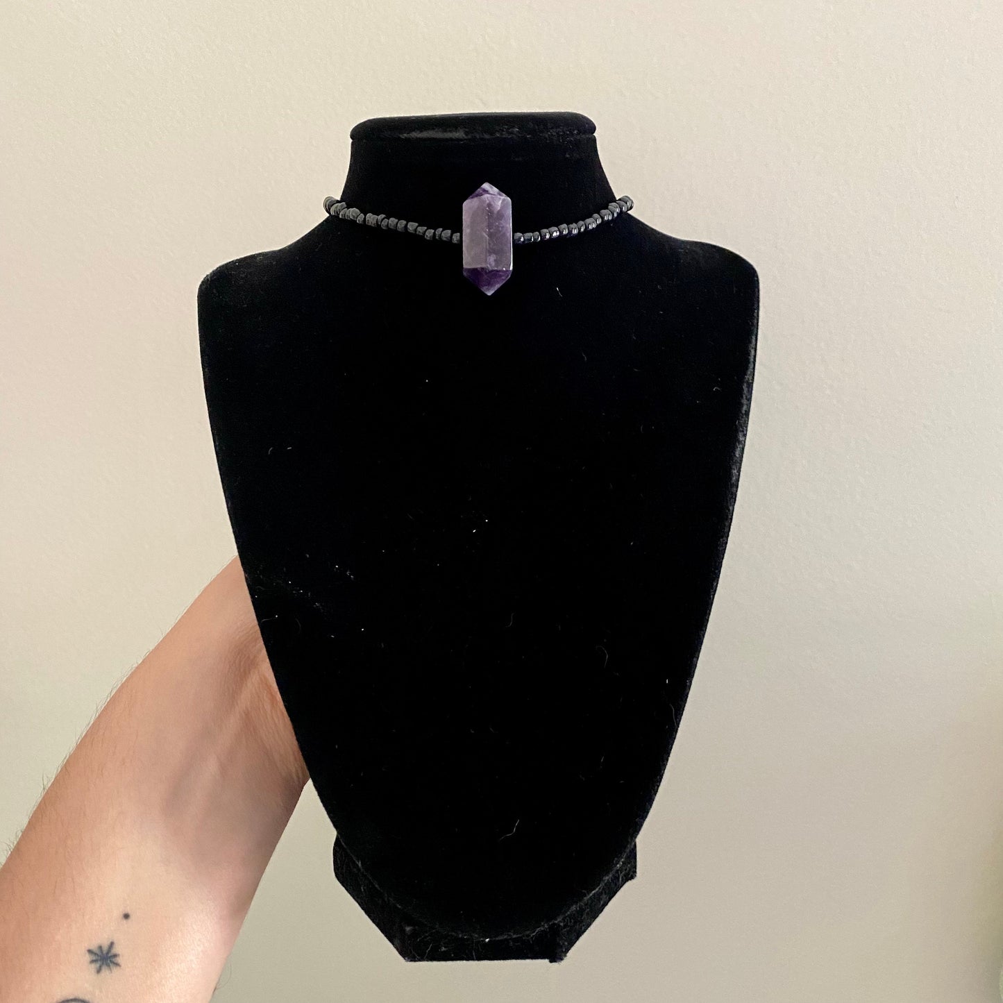 Amethyst Point Beaded Choker