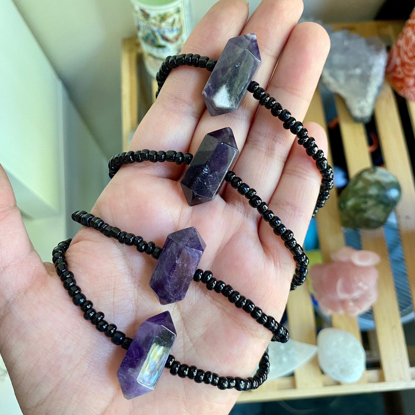 Amethyst Point Beaded Choker