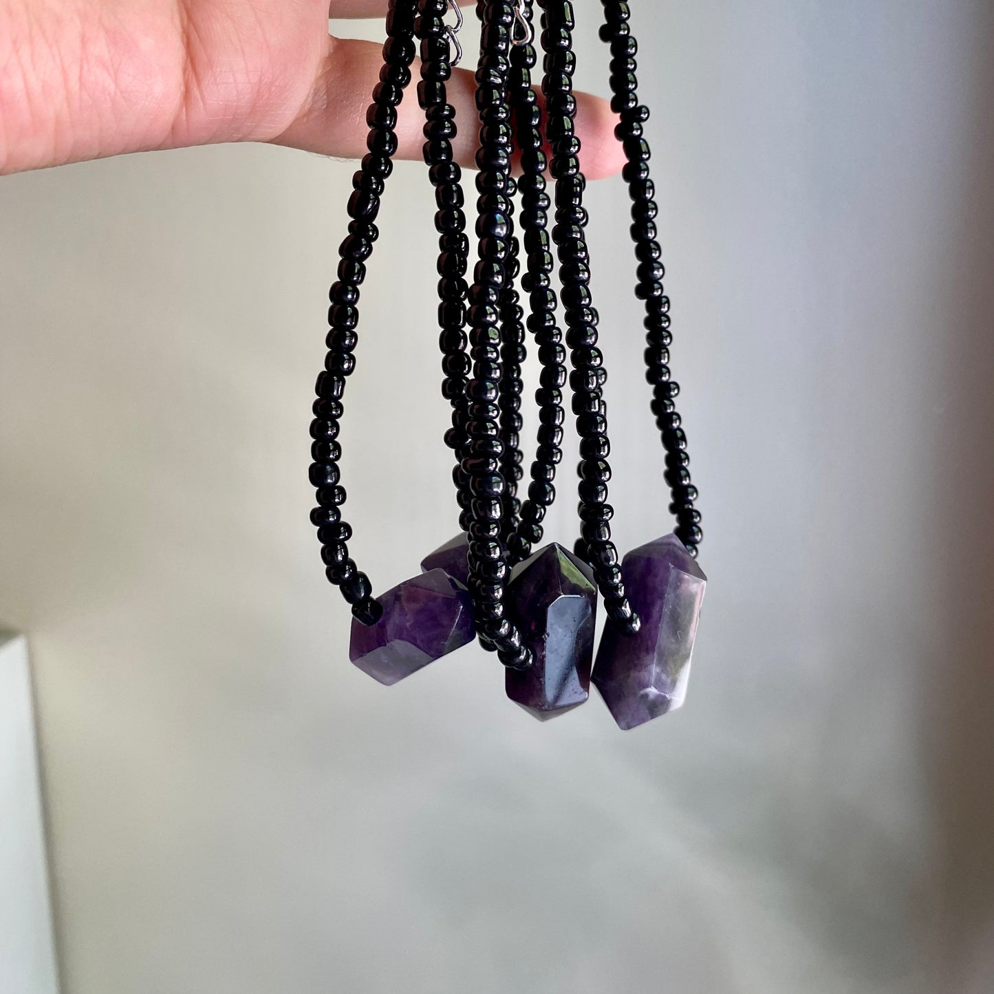 Amethyst Point Beaded Choker