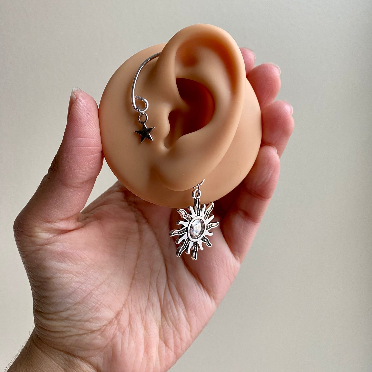Silver Sun Ear Cuffs