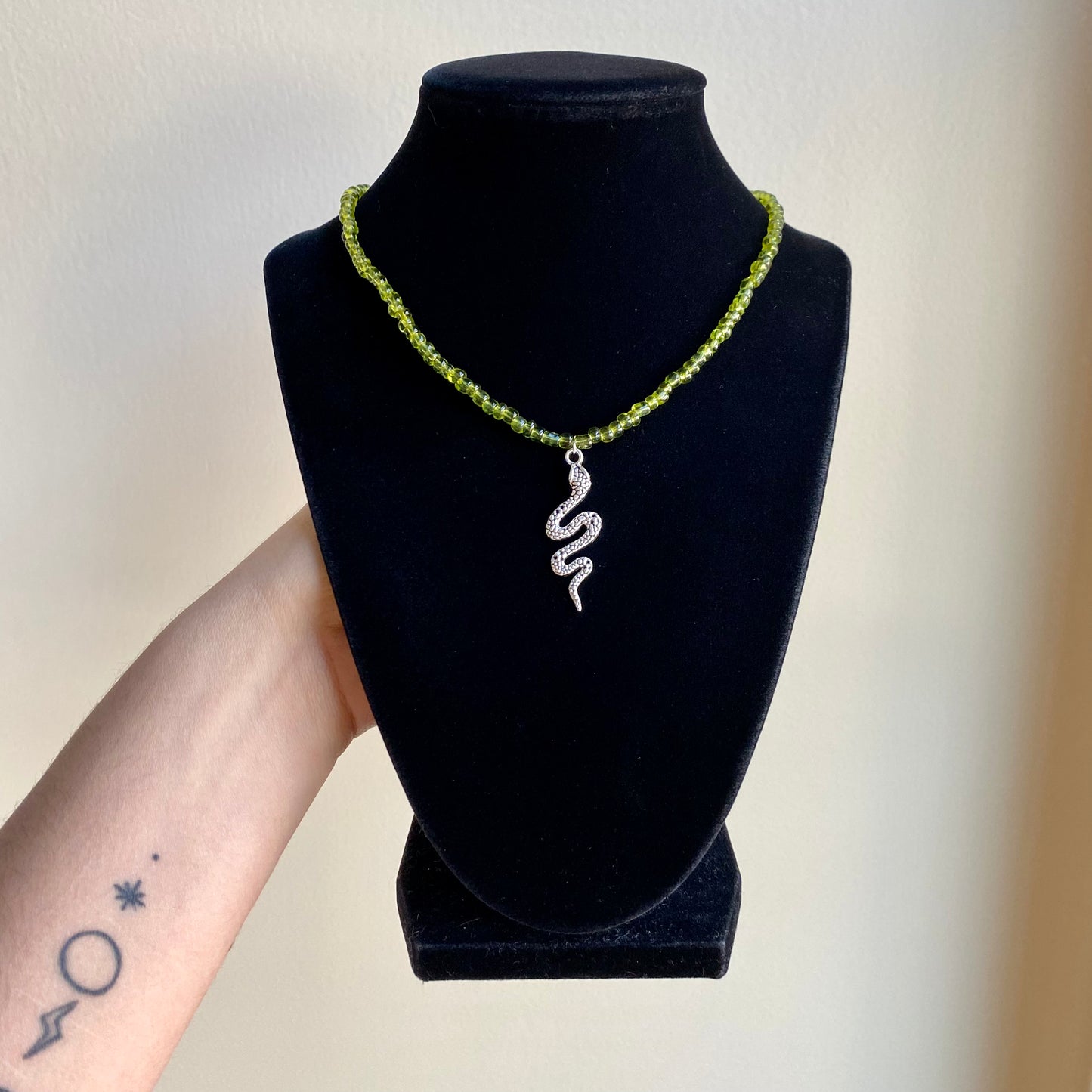 Green Snake Beaded Necklace