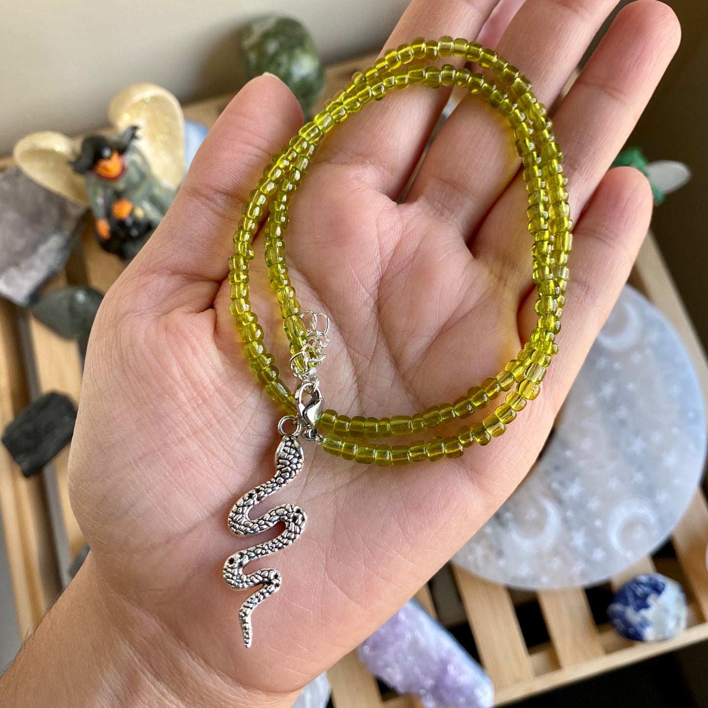 Green Snake Beaded Necklace