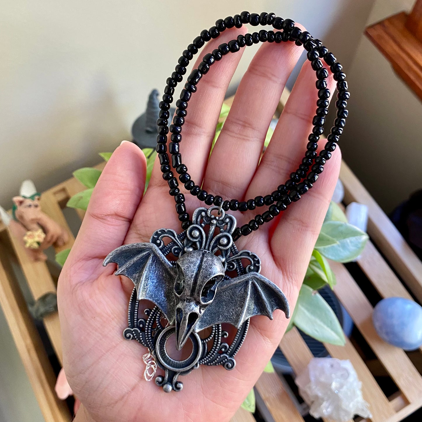 Bat Skull Beaded Necklace