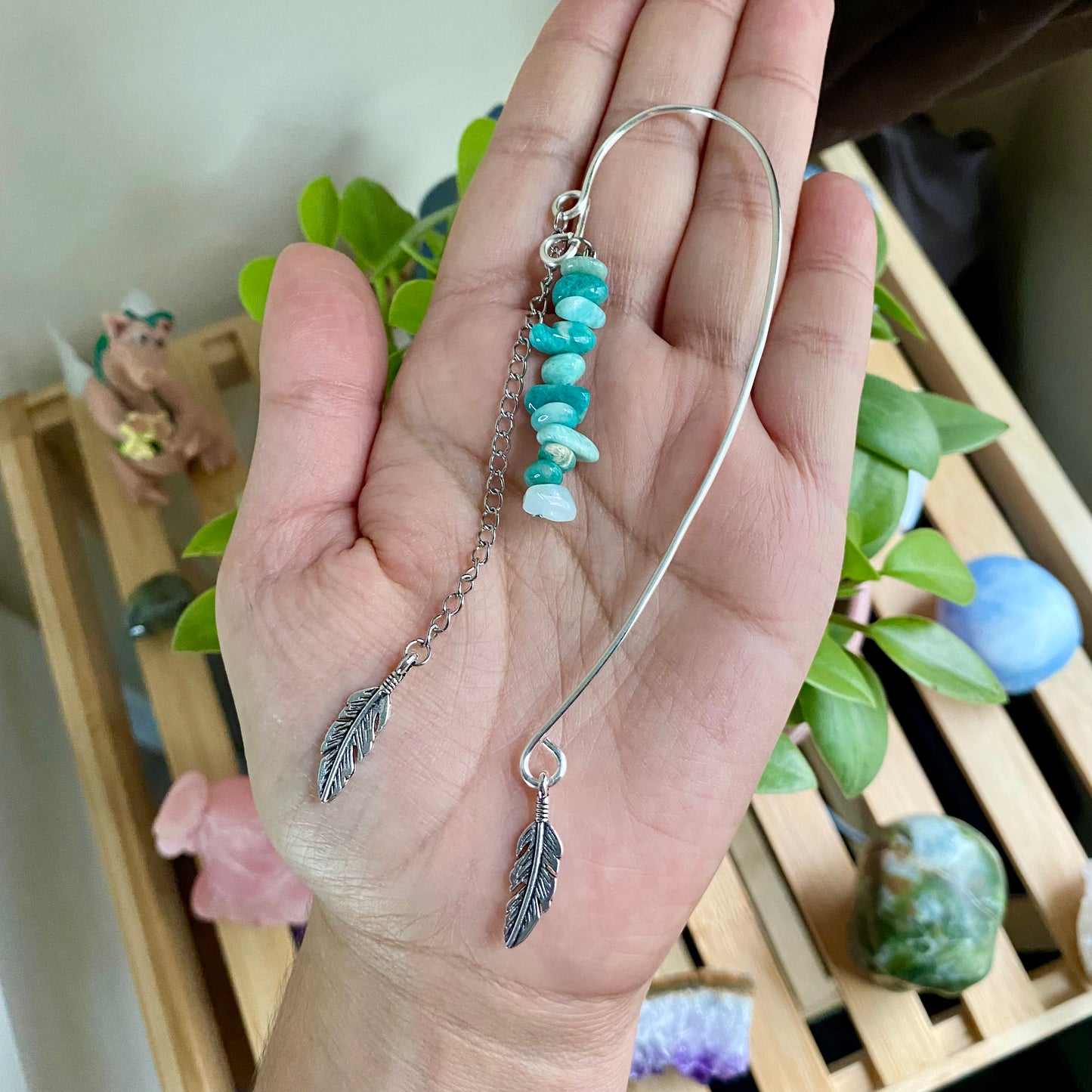 Amazonite Feather Bookmark